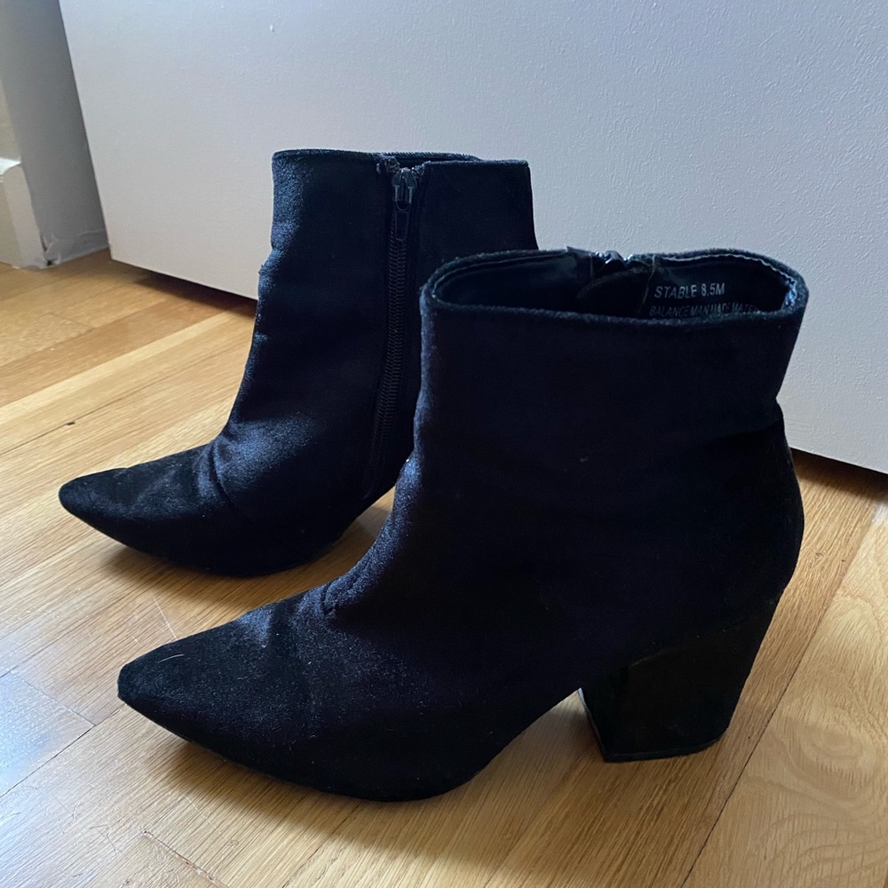 Black velvet booties